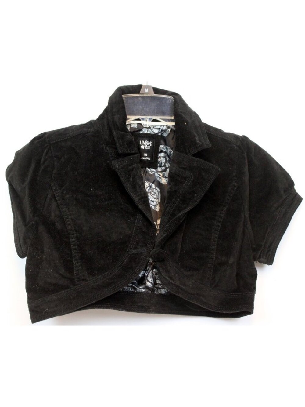 Y2K Limited too Black Velvet Bolero Jacket sz 16 Winter holiday Party NEW